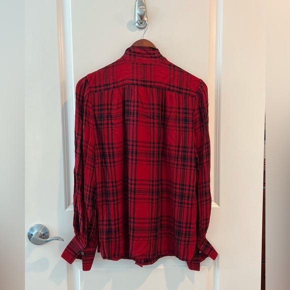 Lauren Ralph Lauren Red Klaryce Plaid Button-Down Blouse Size L NWT - Picture 10 of 16